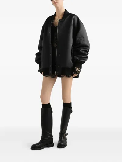 Dolce & Gabbana Oversized Jacket With Embossed Print In Black