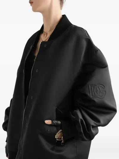 Dolce & Gabbana Oversized Jacket With Embossed Print In Black
