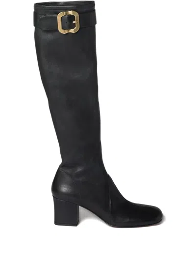 Miu Miu Nappa Leather Boots With Buckle In Black