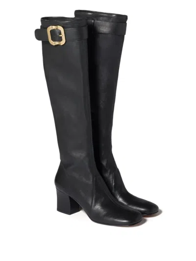 Miu Miu Nappa Leather Boots With Buckle In Black