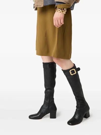 Miu Miu Nappa Leather Boots With Buckle In Black