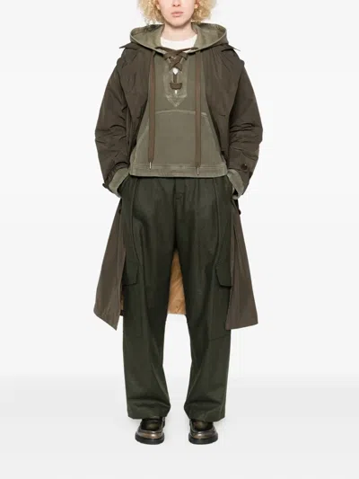 Aspesi Belted Double-breasted Coat In Green