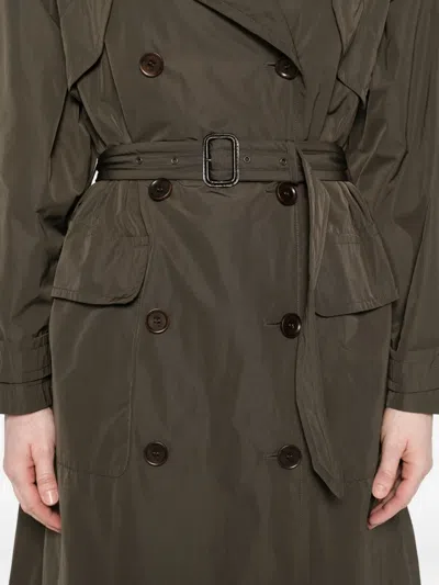 Aspesi Belted Double-breasted Coat In Green