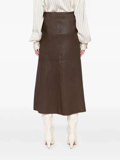 By Malene Birger Simoas A-line Leather Midi Skirt In Brown