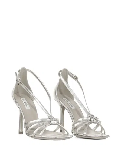 Ninalilou 90mm Leather Ankle-strap Sandals In Silver