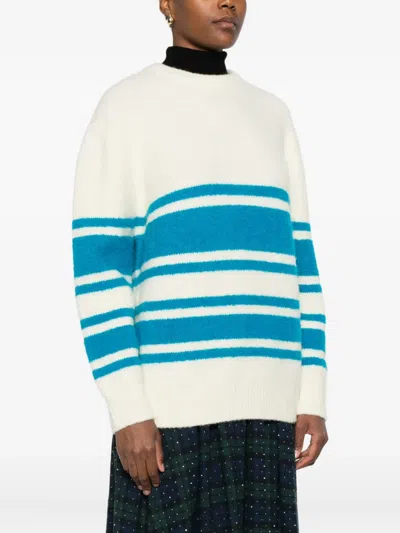 Maje Striped Crew-neck Sweater In Neutral