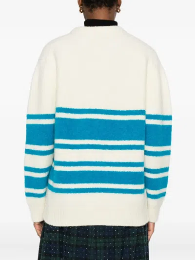 Maje Striped Crew-neck Sweater In Neutral