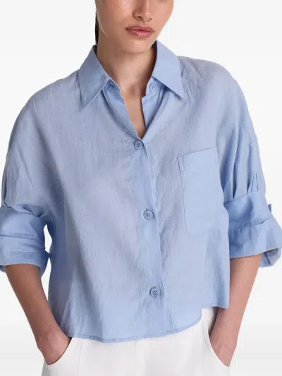 Twp Next Ex Linen Shirt In Blue