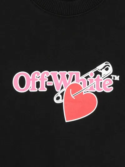 Off-white Pop Heart Crewneck Cotton-jersey Sweatshirt 4-12+ Years In Black