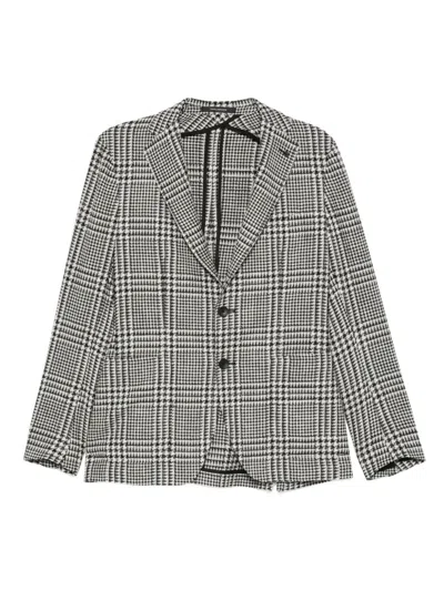 Tagliatore Houndstooth Check Blazer In Black