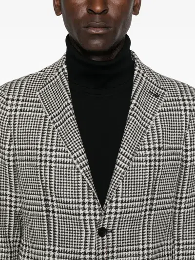 Tagliatore Houndstooth Check Blazer In Black