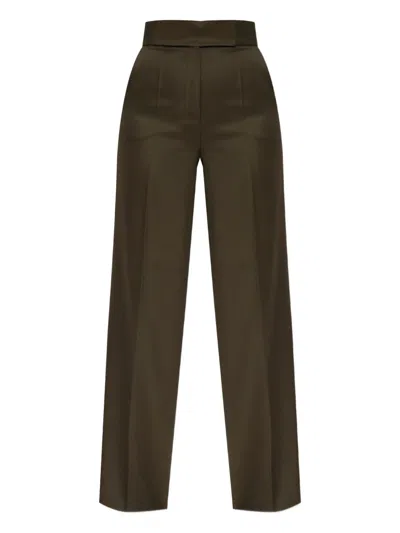 Max Mara Wide Leg High Waist Trousers Arturo In Green