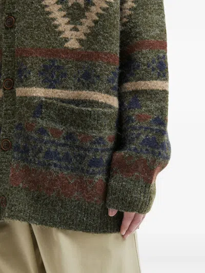 Aftermaths Geometric-pattern Cardigan In Green