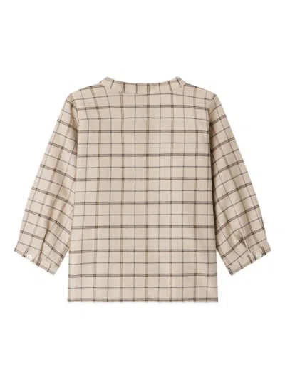 Bonpoint Checked Button-fastening Polo Shirt In Neutral