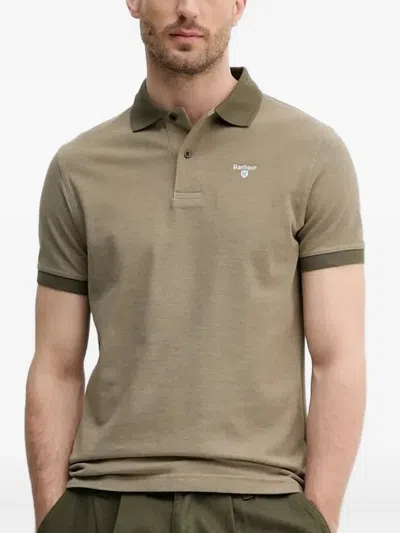 Barbour Contrast-collar Polo Shirt In Green