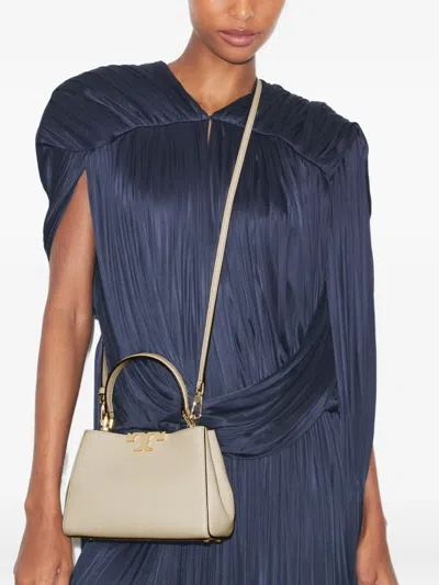 Tory Burch Eleanor Soft Leather Mini Satchel In Gray