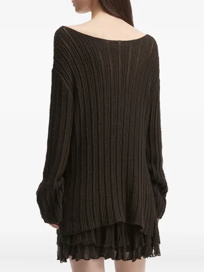 B+ab Ribbed-knit Mini Skirt Set In Brown