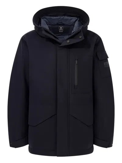 Boggi Milano Ens Navy Blue Technical Fabric B Tech Parka Jacket In Black