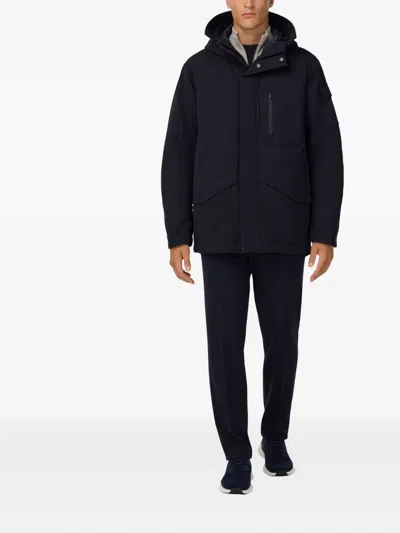 Boggi Milano Ens Navy Blue Technical Fabric B Tech Parka Jacket In Black