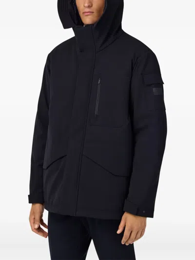 Boggi Milano Ens Navy Blue Technical Fabric B Tech Parka Jacket In Black