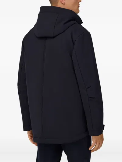 Boggi Milano Ens Navy Blue Technical Fabric B Tech Parka Jacket In Black