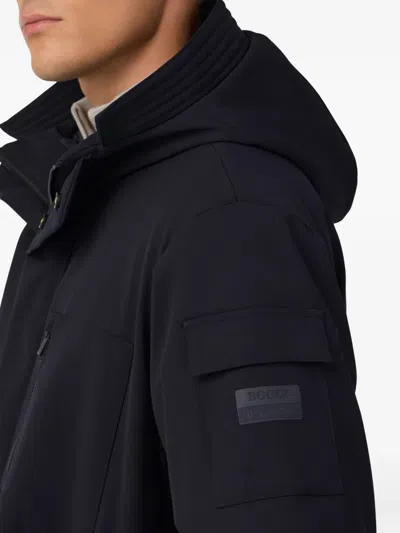 Boggi Milano Ens Navy Blue Technical Fabric B Tech Parka Jacket In Black