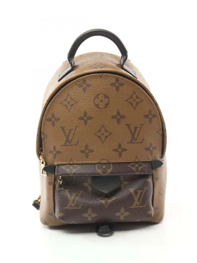 Pre-owned Louis Vuitton 2018 Monogram Reverse Mini Palm Springs Backpack In Brown