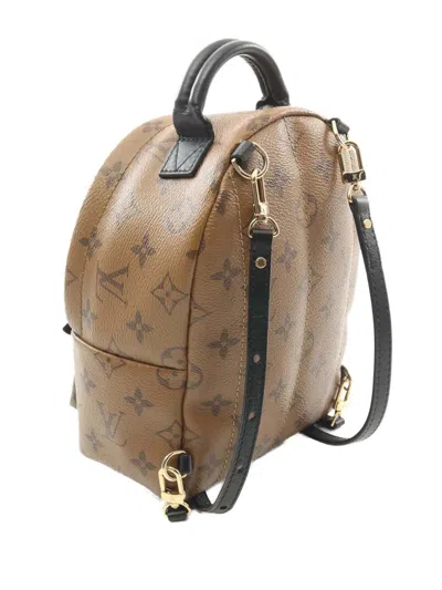 Pre-owned Louis Vuitton 2018 Monogram Reverse Mini Palm Springs Backpack In Brown