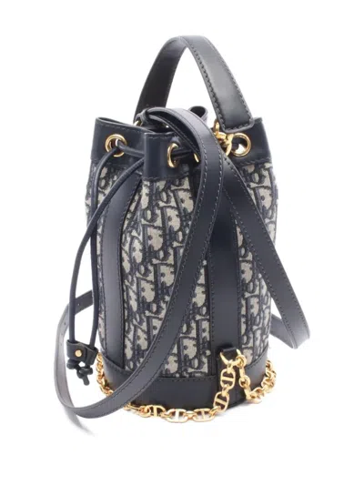 Pre-owned Dior 2010s Oblique-monogram Bucket Bag In Blue