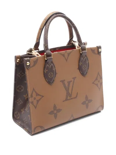 Pre-owned Louis Vuitton 2010s On The Go Pm Monogram-reverse Tote Bag In Brown