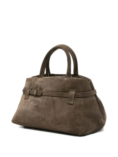 Manu Atelier Structured Suede Le Cambon 25 Shoulder Bag In Green