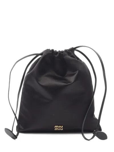 Pre-owned Miu Miu 2020s Duchesse Drawstring Pouch In Black