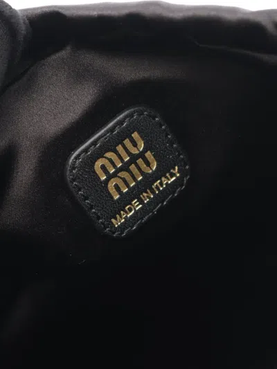 Pre-owned Miu Miu 2020s Duchesse Drawstring Pouch In Black