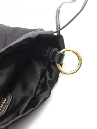 Pre-owned Miu Miu 2020s Duchesse Drawstring Pouch In Black