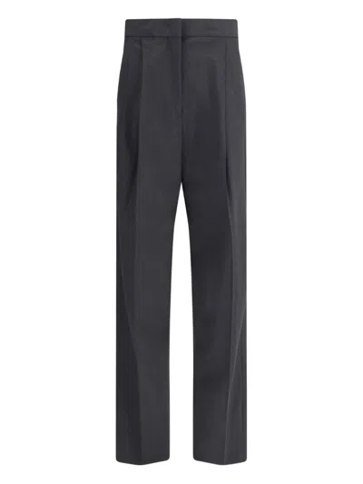 Fabiana Filippi Gray Fleece Wool Casual Pants In Black