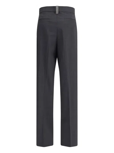 Fabiana Filippi Gray Fleece Wool Casual Pants In Black