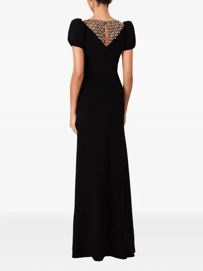 Jenny Packham Empress Puff-sleeve Crystal-embellished Maxi Dress In Black