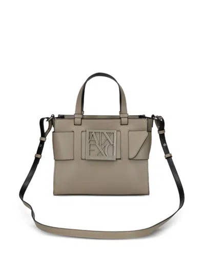 Armani Exchange Medium Logo-plaque Tote Bag In Gray