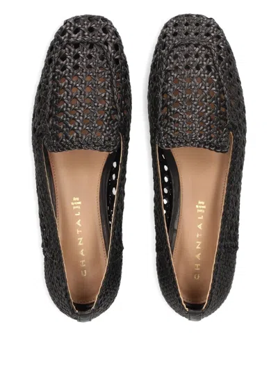 Chantal Woven Leather Loafers In Black