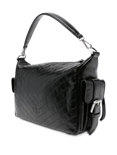 Pinko Quilted Calf Leather Shoulder Bag In Black