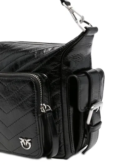 Pinko Quilted Calf Leather Shoulder Bag In Black
