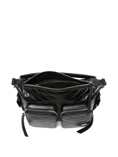 Pinko Quilted Calf Leather Shoulder Bag In Black