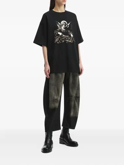 Y's Angel-print T-shirt In Black