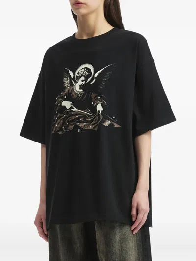 Y's Angel-print T-shirt In Black