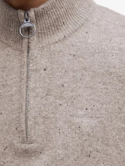 Barbour Mens Military Marl Holden Checked Elbow-patch Wool Knitted Top In Neutral