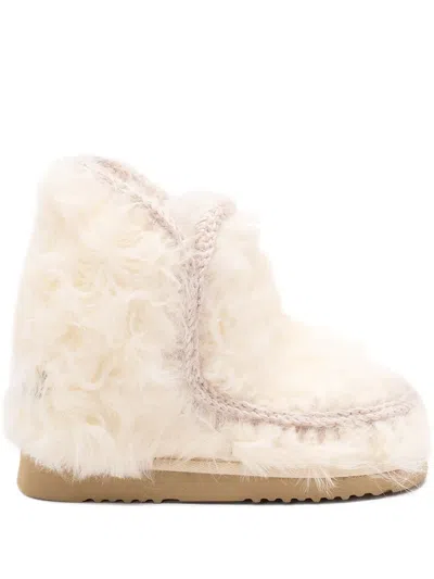 针织边饰羊皮靴