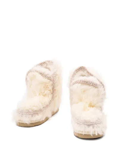 针织边饰羊皮靴