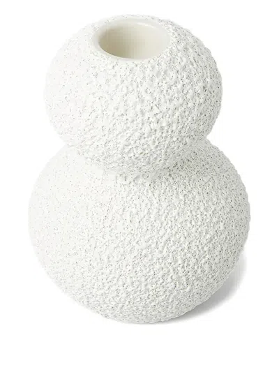 Marloe Marloe Lava + Bone Textured Candle Holders (set Of Two) In White