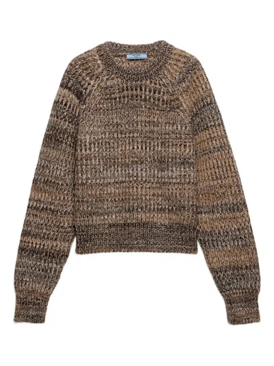 Prada Womens Brown Crewneck Cashmere And Wool Jumper In Brown
