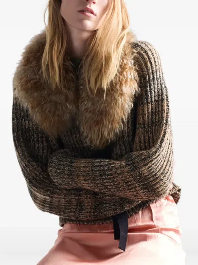 Prada Womens Brown Crewneck Cashmere And Wool Jumper In Brown